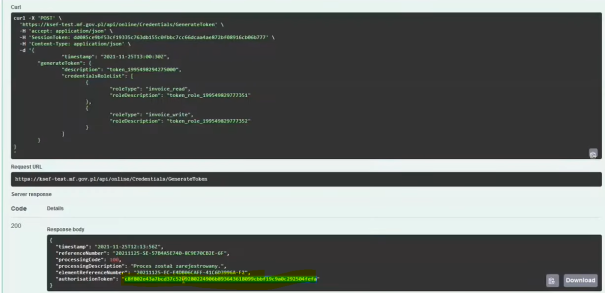 Faktury KSeF API - wysłanie żądania wygenerowania tokenu autoryzacyjnego
